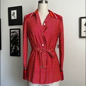Vintage 70’s Red & White Polka Dot Shirt S/M